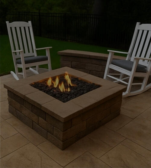 Ashlar Slate Patio with Fire Pit--Deerfield